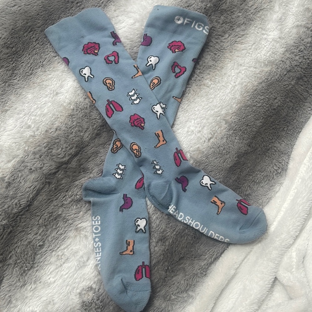 Figs: Dusty Blue compression socks